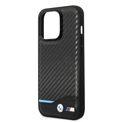 Apple iPhone 14 Pro Max Case BMW PU Leather And Carbon Design Cover - 5