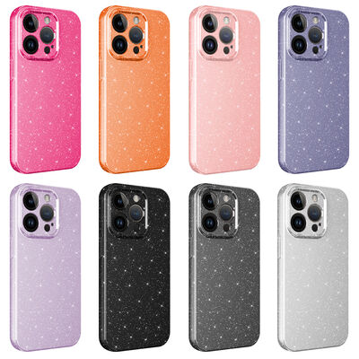 Apple iPhone 14 Pro Max Case Camera Protected Glittery Luxury Zore Cotton Cover - 10