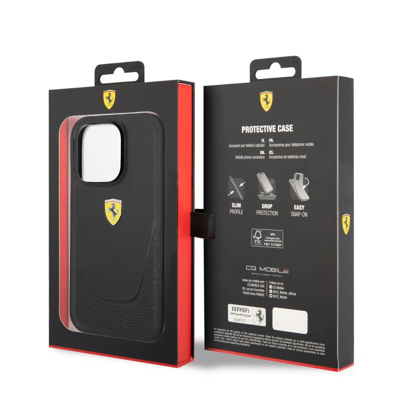 Apple iPhone 14 Pro Max Case Ferrari Leather Perforated Design Cover - 2
