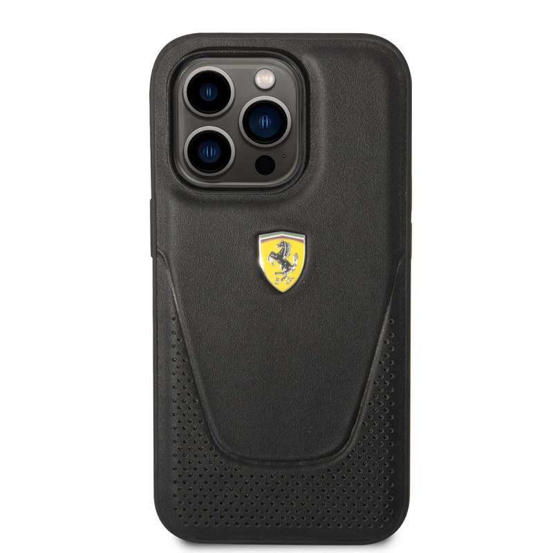 Apple iPhone 14 Pro Max Case Ferrari Leather Perforated Design Cover - 4