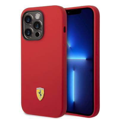 Apple iPhone 14 Pro Max Case Ferrari Magsafe Charging Featured Silicone Metal Logo Design Cover - 1