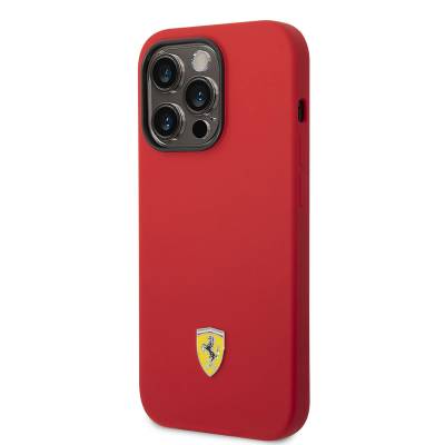 Apple iPhone 14 Pro Max Case Ferrari Magsafe Charging Featured Silicone Metal Logo Design Cover - 2