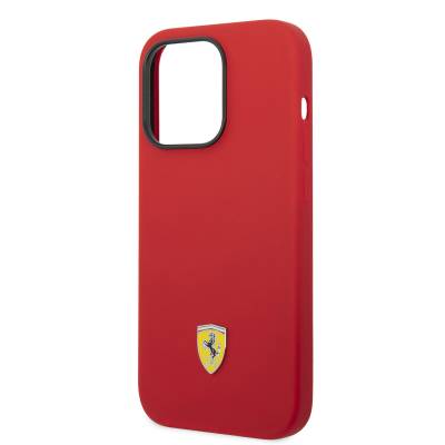 Apple iPhone 14 Pro Max Case Ferrari Magsafe Charging Featured Silicone Metal Logo Design Cover - 5