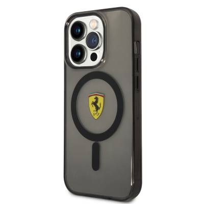 Apple iPhone 14 Pro Max Case Ferrari Magsafe Semi-Transparent Design Cover with Charging Feature - 3