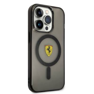 Apple iPhone 14 Pro Max Case Ferrari Magsafe Semi-Transparent Design Cover with Charging Feature - 8