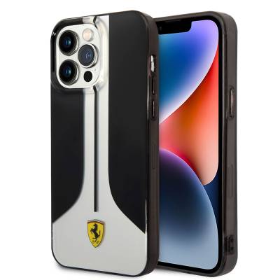 Apple iPhone 14 Pro Max Case Ferrari Original Licensed 296 Striped Design Cover - 1