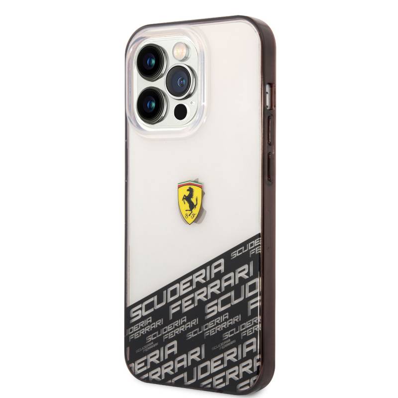 Apple iPhone 14 Pro Max Case Ferrari Transparent Bottom Printed Design Cover - 5