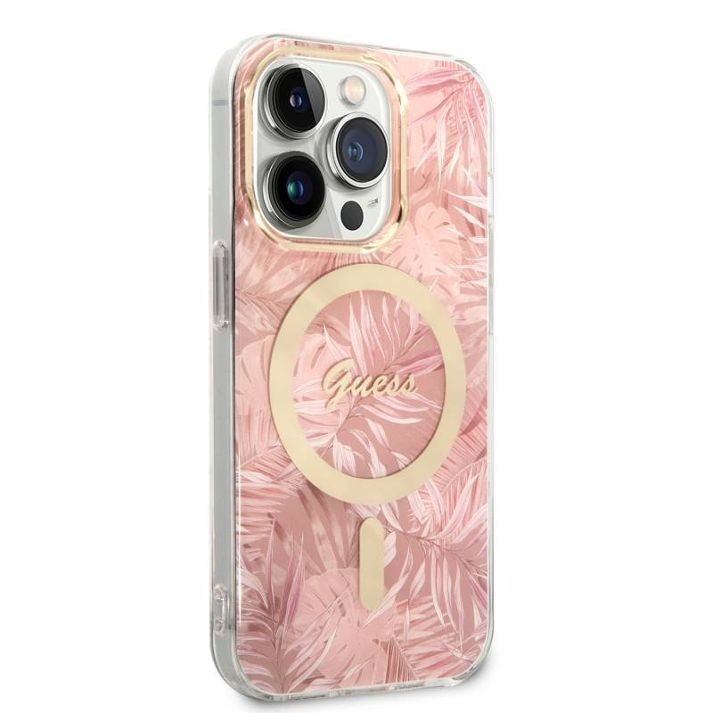 Apple iPhone 14 Pro Max Case GUESS Leaf Pattern Magsafe Charge Wired Cover with Magsafe Charging Feature - 12