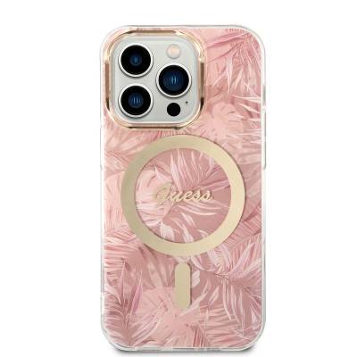 Apple iPhone 14 Pro Max Case GUESS Leaf Pattern Magsafe Charge Wired Cover with Magsafe Charging Feature - 3