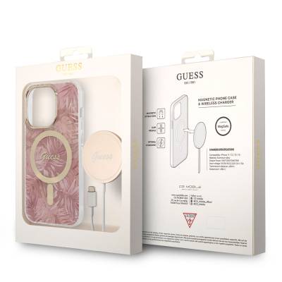 Apple iPhone 14 Pro Max Case GUESS Leaf Pattern Magsafe Charge Wired Cover with Magsafe Charging Feature - 10