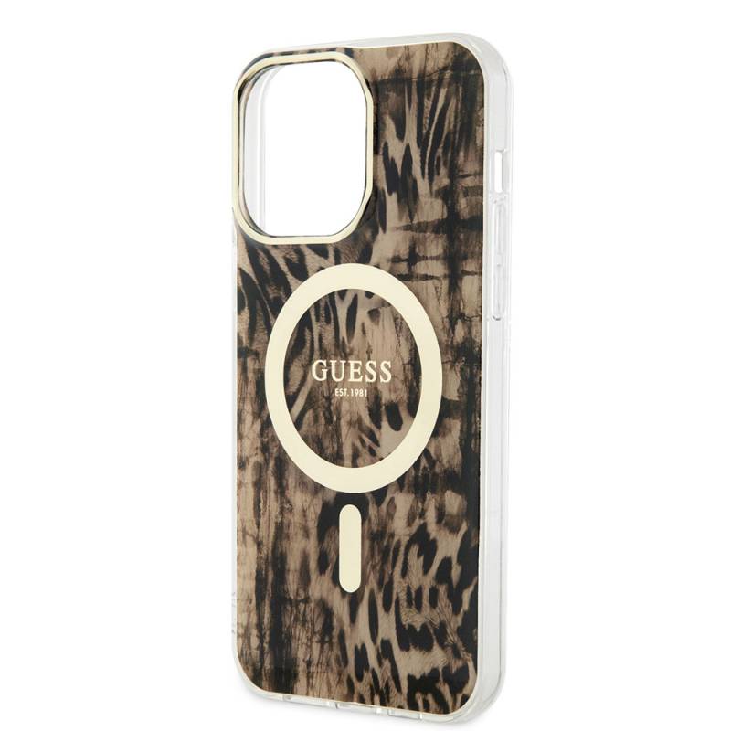 Apple iPhone 14 Pro Max Case GUESS Magsafe Charging Capable Leopard Pattern Cover - 5