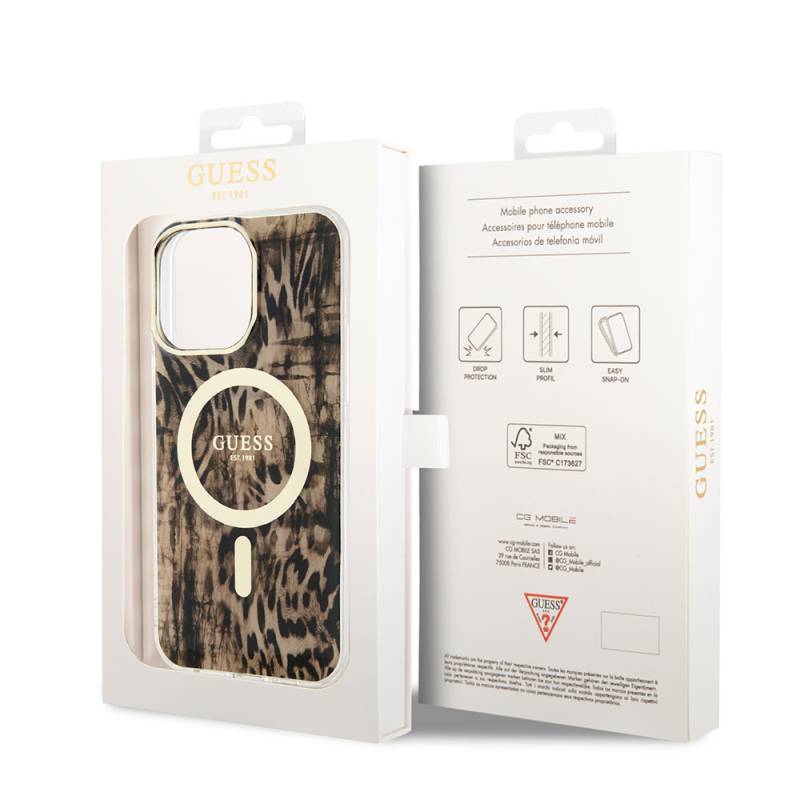 Apple iPhone 14 Pro Max Case GUESS Magsafe Charging Capable Leopard Pattern Cover - 7