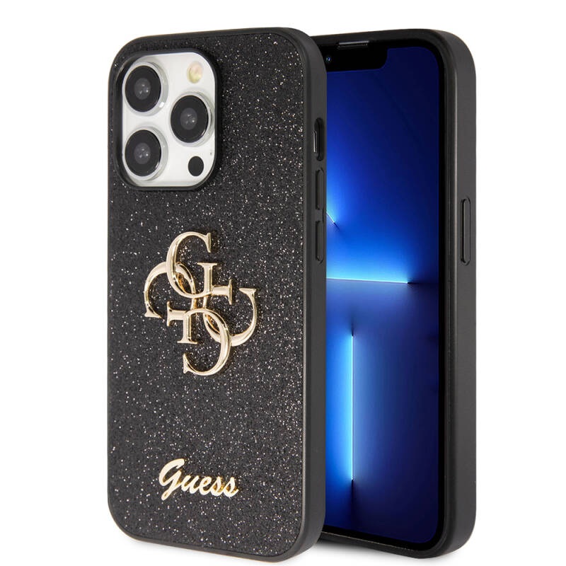 Apple iPhone 14 Pro Max Case Guess Original Licensed 4G Glitter Cover with Large Metal Logo - 2
