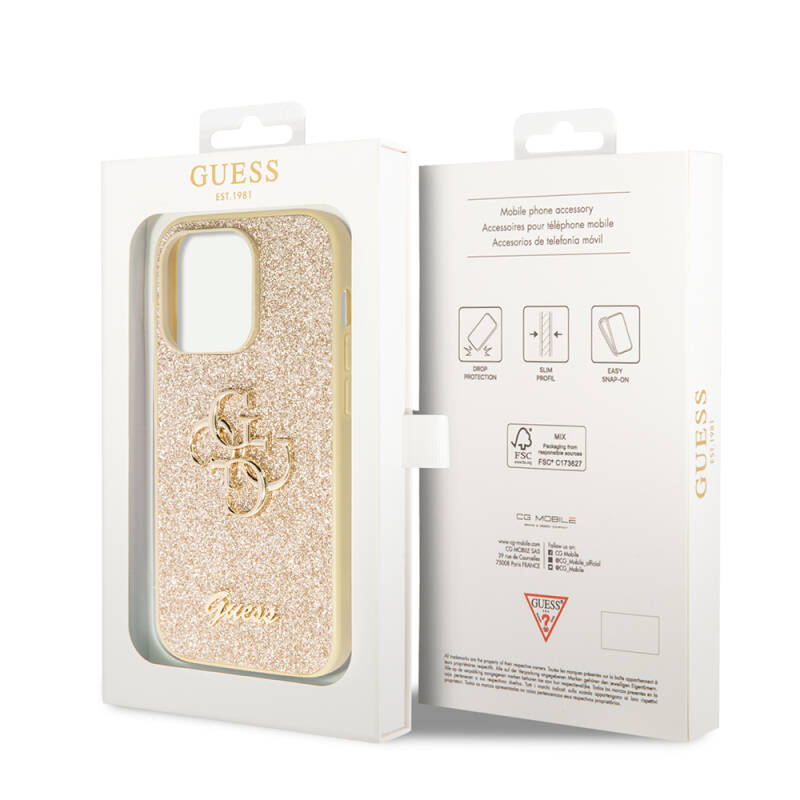 Apple iPhone 14 Pro Max Case Guess Original Licensed 4G Glitter Cover with Large Metal Logo - 23