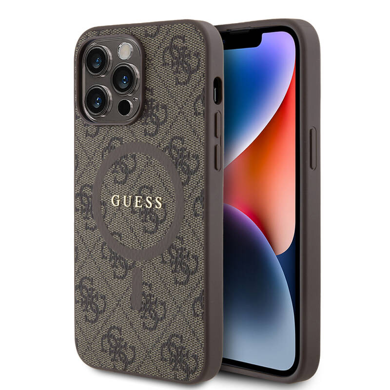 Apple iPhone 14 Pro Max Case Guess Original Licensed Magsafe Charging Featured 4G Patterned Text Logo Cover - 17