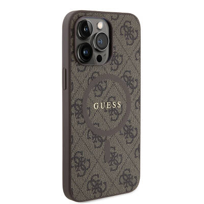 Apple iPhone 14 Pro Max Case Guess Original Licensed Magsafe Charging Featured 4G Patterned Text Logo Cover - 19