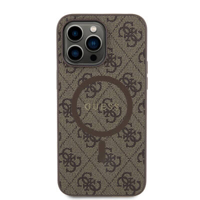 Apple iPhone 14 Pro Max Case Guess Original Licensed Magsafe Charging Featured 4G Patterned Text Logo Cover - 24