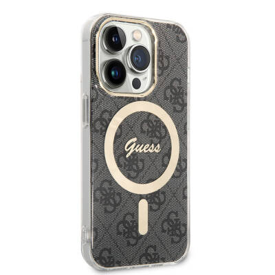 Apple iPhone 14 Pro Max Case Guess Original Licensed Magsafe Charging Featured 4G Patterned with Text Logo Cover - 3