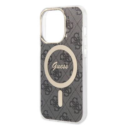 Apple iPhone 14 Pro Max Case Guess Original Licensed Magsafe Charging Featured 4G Patterned with Text Logo Cover - 5