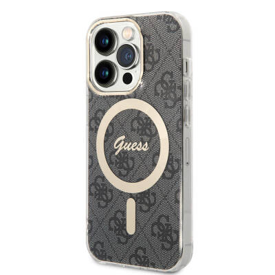 Apple iPhone 14 Pro Max Case Guess Original Licensed Magsafe Charging Featured 4G Patterned with Text Logo Cover - 8