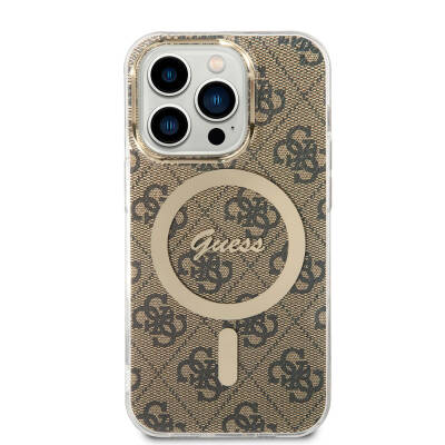 Apple iPhone 14 Pro Max Case Guess Original Licensed Magsafe Charging Featured 4G Patterned with Text Logo Cover - 10