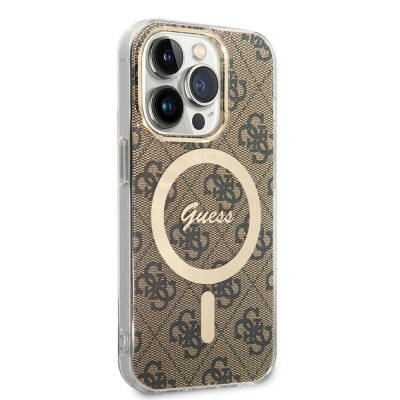 Apple iPhone 14 Pro Max Case Guess Original Licensed Magsafe Charging Featured 4G Patterned with Text Logo Cover - 11