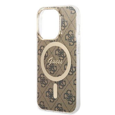 Apple iPhone 14 Pro Max Case Guess Original Licensed Magsafe Charging Featured 4G Patterned with Text Logo Cover - 13