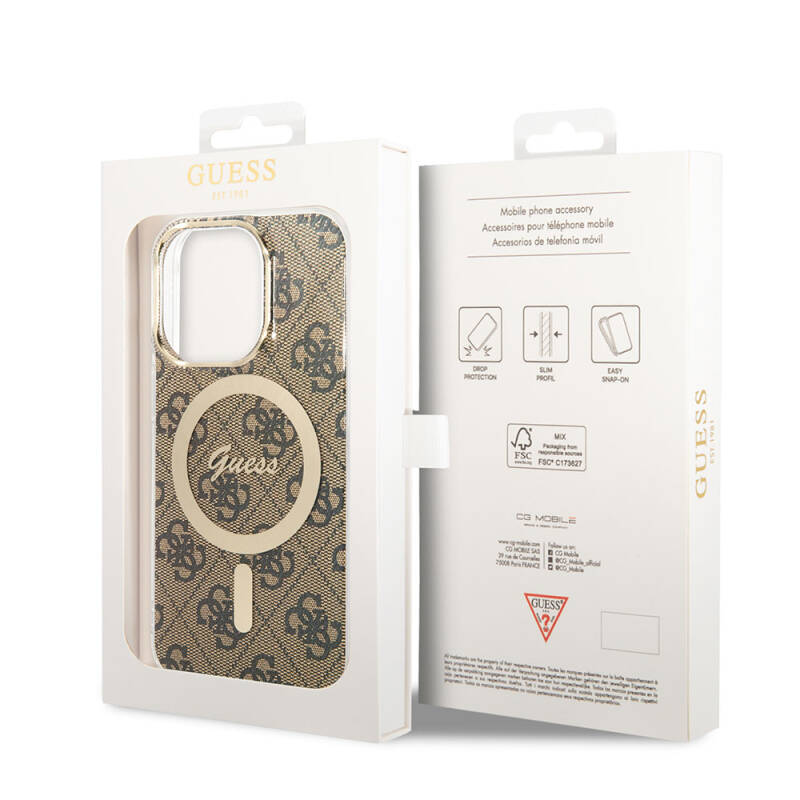 Apple iPhone 14 Pro Max Case Guess Original Licensed Magsafe Charging Featured 4G Patterned with Text Logo Cover - 15