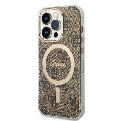 Apple iPhone 14 Pro Max Case Guess Original Licensed Magsafe Charging Featured 4G Patterned with Text Logo Cover - 9