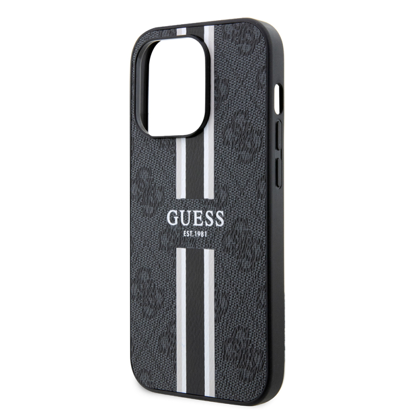 Apple iPhone 14 Pro Max Case Guess Original Licensed Magsafe Charging Featured 4G Strip Design Printed Cover - 9