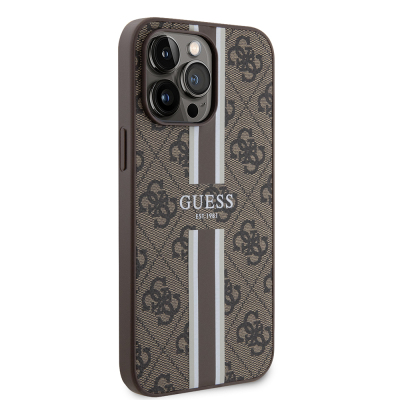 Apple iPhone 14 Pro Max Case Guess Original Licensed Magsafe Charging Featured 4G Strip Design Printed Cover - 22