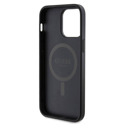 Apple iPhone 14 Pro Max Case Guess Original Licensed Magsafe Charging Featured PU Ring 4G Patterned Text Logo Cover - 12