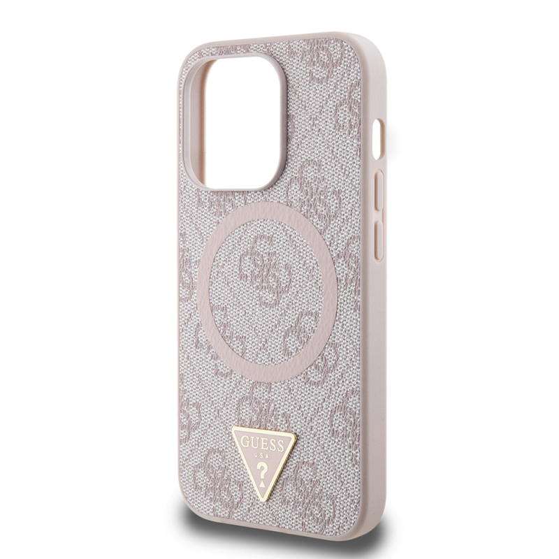 Apple iPhone 14 Pro Max Case Guess Original Licensed Magsafe Charging Featured PU Triangle Logo 4G Patterned Cover - 16