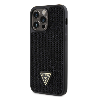 Apple iPhone 14 Pro Max Case Guess Original Licensed Stone Back Surface Triangle Logo Cover - 13