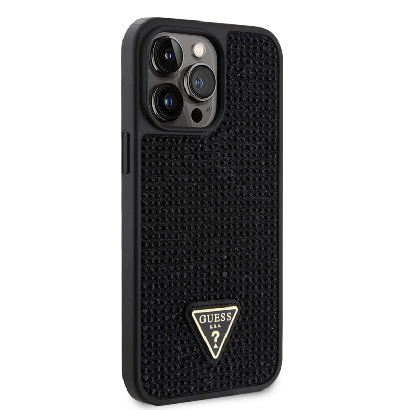Apple iPhone 14 Pro Max Case Guess Original Licensed Stone Back Surface Triangle Logo Cover - 15