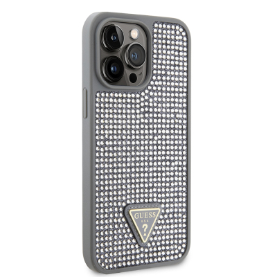 Apple iPhone 14 Pro Max Case Guess Original Licensed Stone Back Surface Triangle Logo Cover - 29