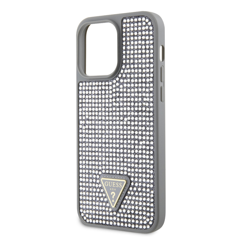 Apple iPhone 14 Pro Max Case Guess Original Licensed Stone Back Surface Triangle Logo Cover - 31