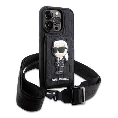 Apple iPhone 14 Pro Max Case Karl Lagerfeld Karl Design Cover with Neck Strap Card Holder - 8