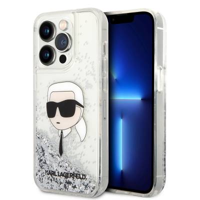 Apple iPhone 14 Pro Max Case Karl Lagerfeld Liquid Glitter Karl Head Design Cover - 1