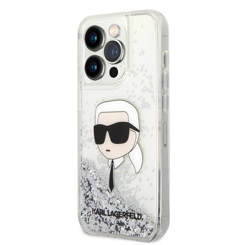 Apple iPhone 14 Pro Max Case Karl Lagerfeld Liquid Glitter Karl Head Design Cover - 3