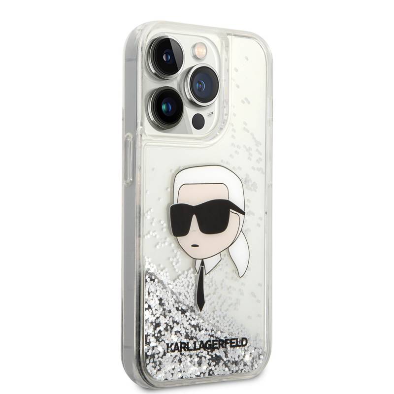 Apple iPhone 14 Pro Max Case Karl Lagerfeld Liquid Glitter Karl Head Design Cover - 10