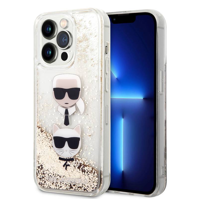 Apple iPhone 14 Pro Max Case Karl Lagerfeld Liquid Glitter K&C Head Design Cover - 1