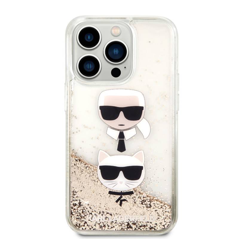 Apple iPhone 14 Pro Max Case Karl Lagerfeld Liquid Glitter K&C Head Design Cover - 4