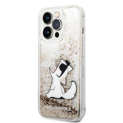 Apple iPhone 14 Pro Max Case Karl Lagerfeld Liquid Glittery Choupette Design Cover - 2