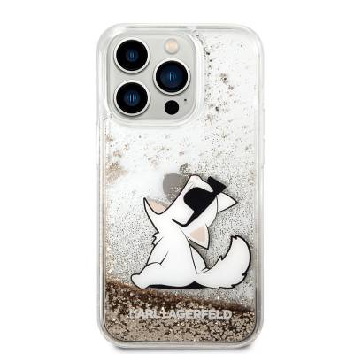 Apple iPhone 14 Pro Max Case Karl Lagerfeld Liquid Glittery Choupette Design Cover - 3