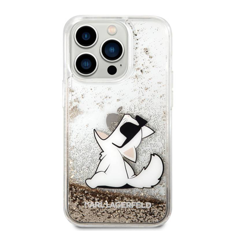 Apple iPhone 14 Pro Max Case Karl Lagerfeld Liquid Glittery Choupette Design Cover - 3