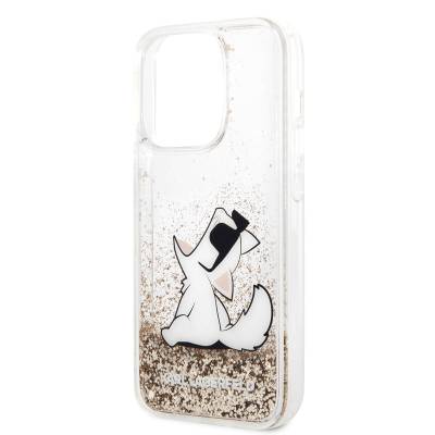 Apple iPhone 14 Pro Max Case Karl Lagerfeld Liquid Glittery Choupette Design Cover - 5