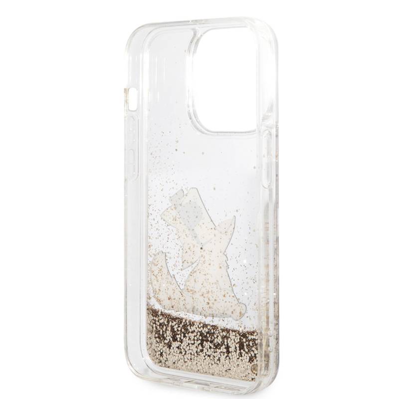 Apple iPhone 14 Pro Max Case Karl Lagerfeld Liquid Glittery Choupette Design Cover - 6