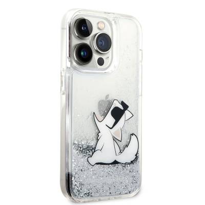 Apple iPhone 14 Pro Max Case Karl Lagerfeld Liquid Glittery Choupette Design Cover - 9