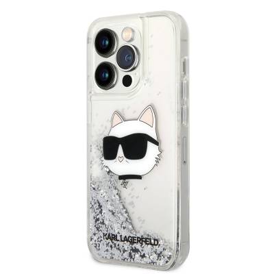 Apple iPhone 14 Pro Max Case Karl Lagerfeld Liquid Glittery Choupette Head Design Cover - 7